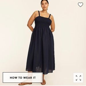 J. CREW SMOCKED NAVY DRESS